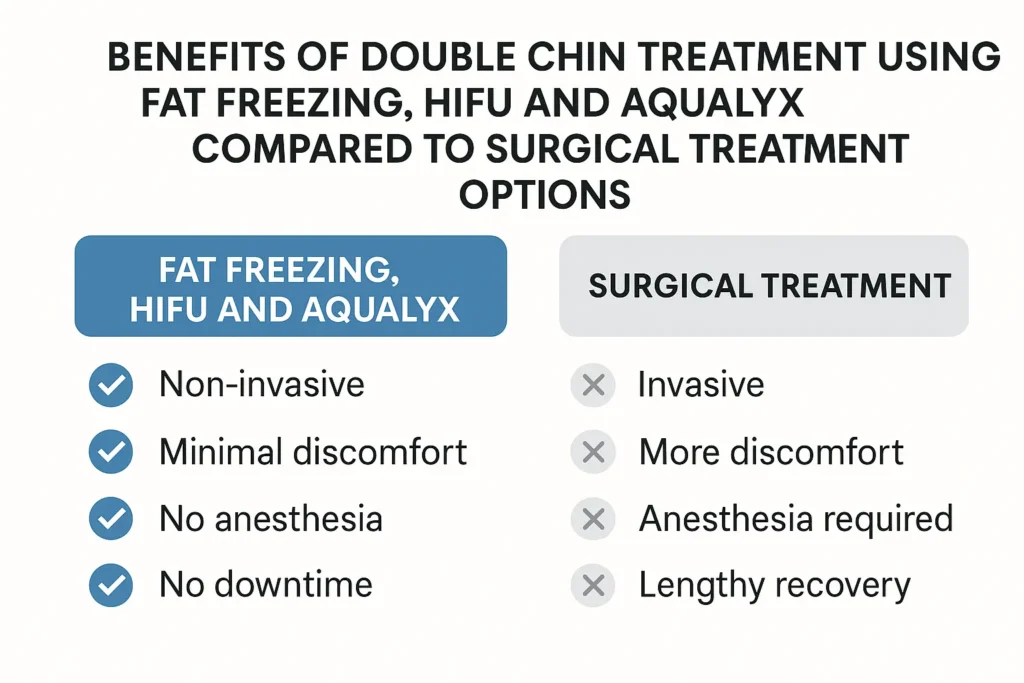 Graphic about the benefits of double chin treatment Isle of Dogs - from LA LIPO